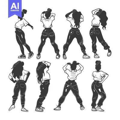 Aset premium populer: Silhouettes of a Woman Dancing in Various Poses
