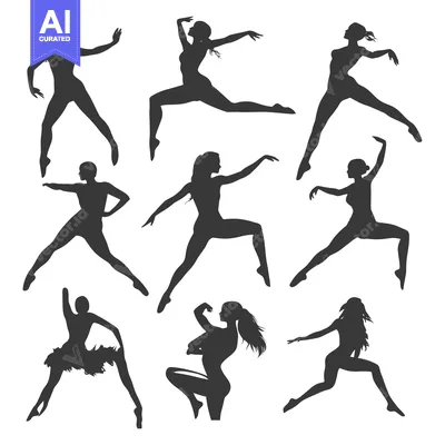 Aset desain premium: Silhouettes of Ballerinas in Various Dance Poses