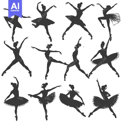 Aset premium populer: Silhouettes of Ballet Dancers in Various Poses