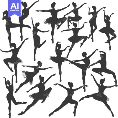 Aset premium populer: Silhouettes of Ballet Dancers in Various Poses