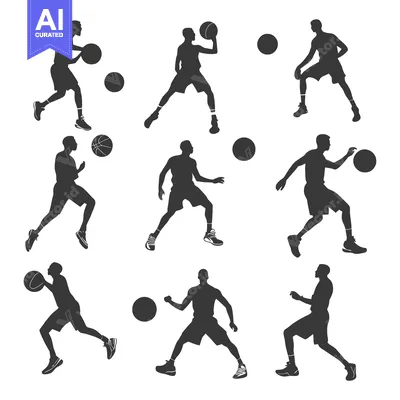Silhouettes of Basketball Players in Different Poses