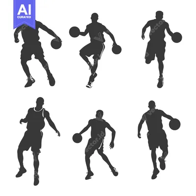Premium design asset: Silhouettes of Basketball Players in Different Poses