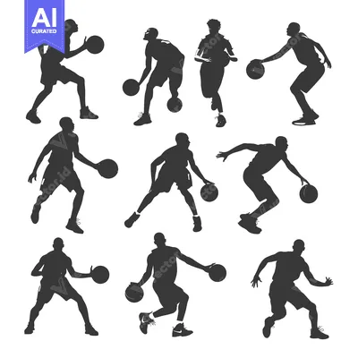 Aset desain premium: Silhouettes of Basketball Players in Various Poses
