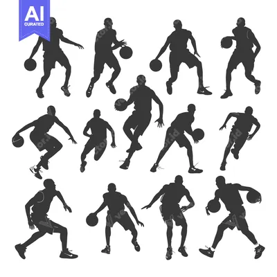 Silhouettes of Basketball Players in Various Poses
