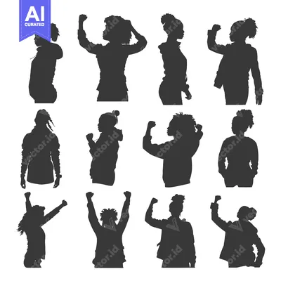 Silhouettes of Black Women with Fists Raised in the Air