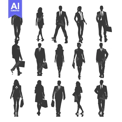 Aset premium populer: Silhouettes of Business People in Suits and Dresses