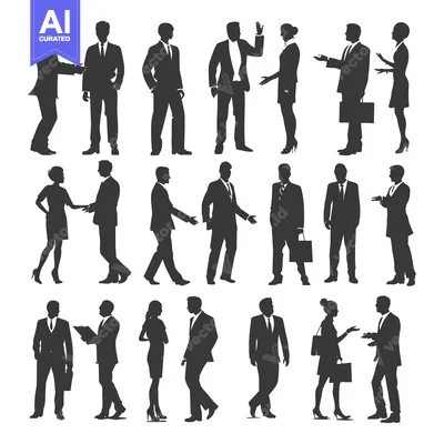 Popular premium asset: Silhouettes of Business People in Various Poses and Interactions