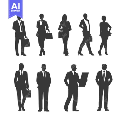 Silhouettes of Business Professionals in Formal Attire
