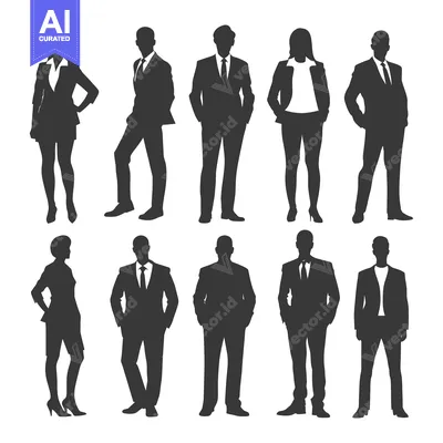 Silhouettes of Business Professionals in Suits