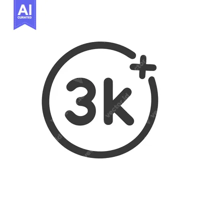 3K Plus Icon: Simple, Bold, Modern Design on White Background.