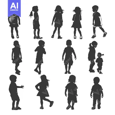 Silhouettes of Children in Various Poses