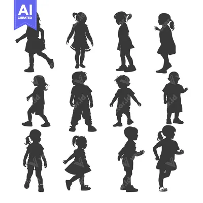 Silhouettes of Children in Various Poses