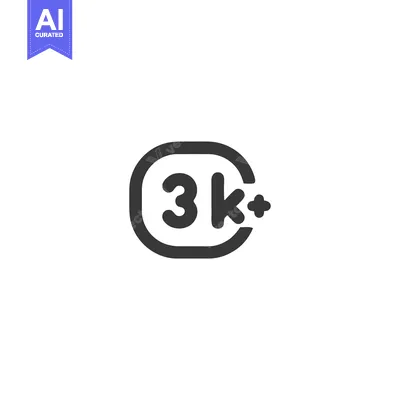 Minimalist 3k Plus Icon: Rounded Frame, Clean Design, Modern Symbolism