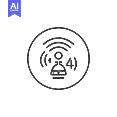 Simple Wireless Network Icon with Number Four