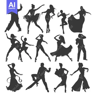 Premium design asset: Silhouettes of Couples Dancing in Various Poses