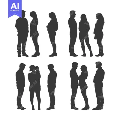 Aset premium populer: Silhouettes of Couples in Various Poses