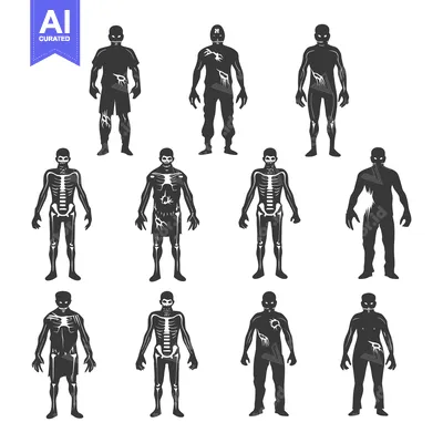 Silhouettes of Decomposing Zombies in Various Stages of Decay