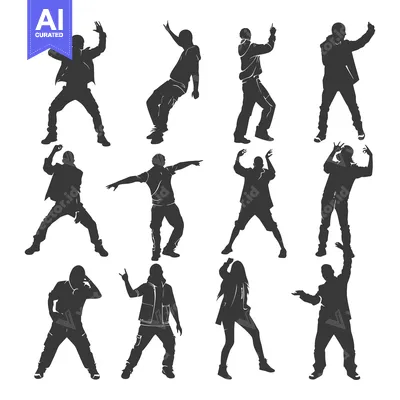 Silhouettes of Diverse People in Dynamic Poses