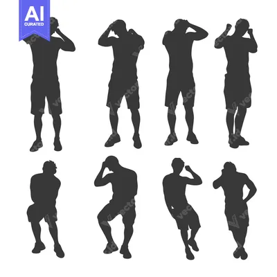 Aset desain premium: Silhouettes of Eight Men in Various Poses