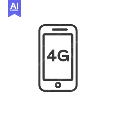 Simple Line Art Icon of a Smartphone Displaying 4G Network
