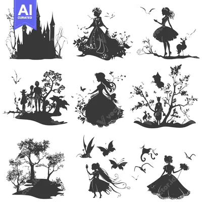 Silhouettes of Fairytale Characters and Landscapes