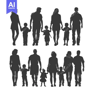 Aset premium populer: Silhouettes of Families Walking Hand-in-Hand
