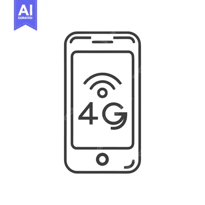 Simple Line Art Illustration of a Smartphone with 4G Wireless Connecti
