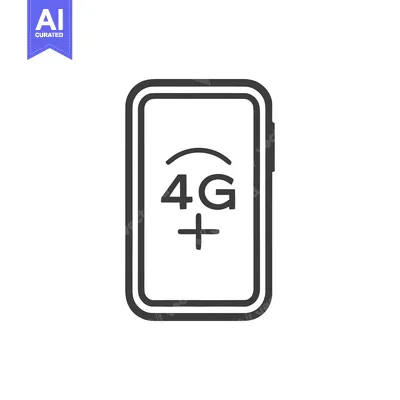 Minimalist 4G+ Mobile Phone Icon, Clean Line Art Design