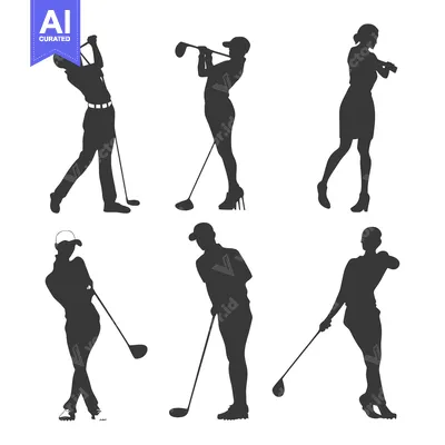 Silhouettes of Golfers in Various Poses