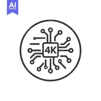 4K Technology Icon: Minimalist Circuit Board Design in Circle Frame