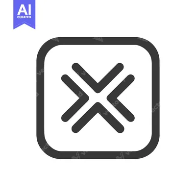 Abstract Geometric Icon: Dark Gray X Symbol Inside Rounded Square on W