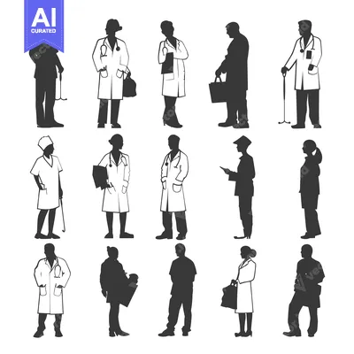 Silhouettes of Medical Professionals in Various Poses