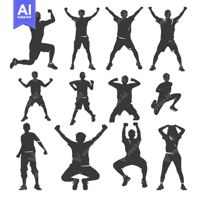 Silhouettes of Men and Women Celebrating Success With Arms Raised