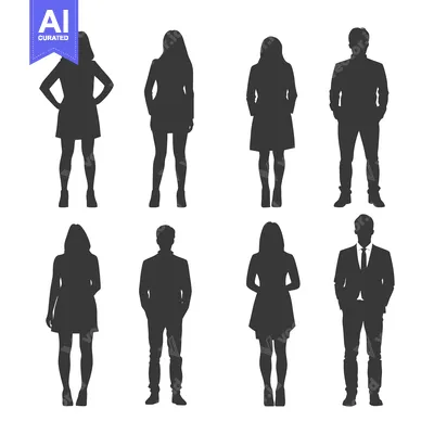 Aset premium populer: Silhouettes of Men and Women in Formal Attire