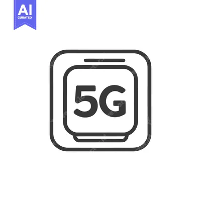 Minimalist 5G Network Icon: Modern Squared Design, Clean Lines, Gray S