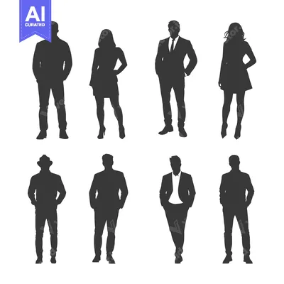 Aset desain premium: Silhouettes of Men and Women in Various Poses