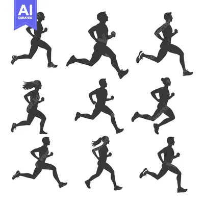 Aset desain premium: Silhouettes of Men and Women Running