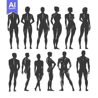 Premium design asset: Silhouettes of Men and Women Standing in Various Poses