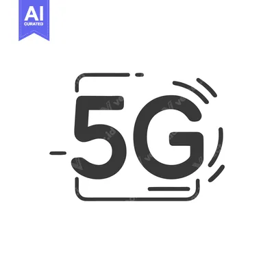 Aset premium populer: Bold 5G Icon: Modern Wireless Technology Symbol on White Background.