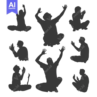 Silhouettes of Men in Prayer and Supplication Poses