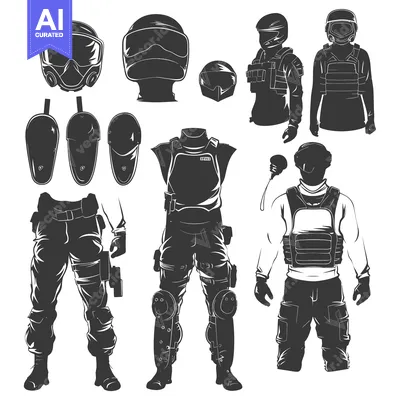 Silhouettes of Military Personnel and Gear
