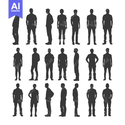 Silhouettes of Multiple Men Standing in Various Poses