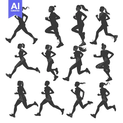 Popular premium asset: Silhouettes of Nine Female Runners in Various Running Positions