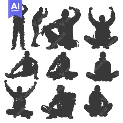 Popular premium asset: Silhouettes of Nine Men in Various Poses