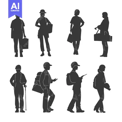 Aset premium populer: Silhouettes of People Carrying Various Items
