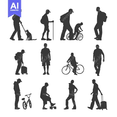 Aset premium populer: Silhouettes of People Engaged in Various Activities