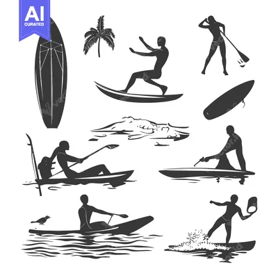 Silhouettes of People Enjoying Various Water Sports Activities