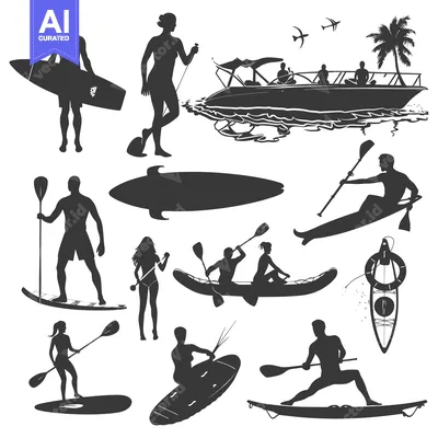 Silhouettes of People Enjoying Water Sports Activities
