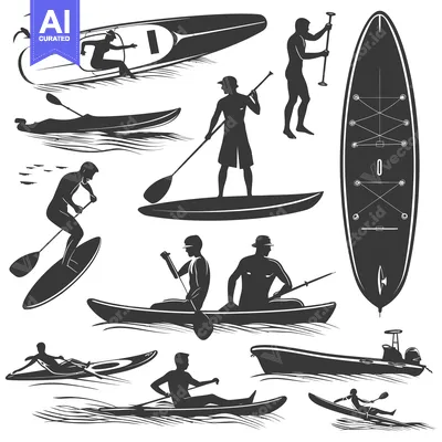 Silhouettes of People Enjoying Water Sports on Boats and Paddleboards