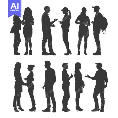 Aset premium populer: Silhouettes of People in Conversation